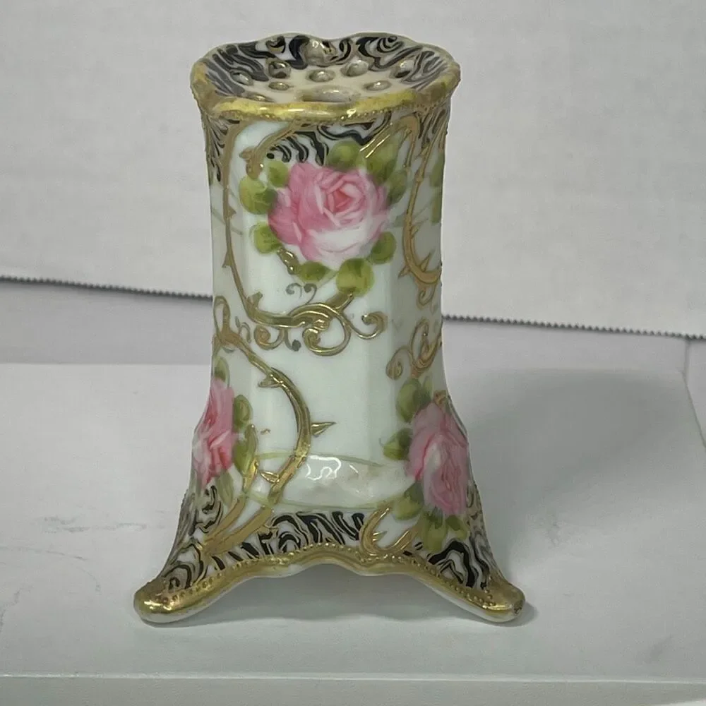 Antique Nippon hat pin holders. Hand painted gold gilding.
